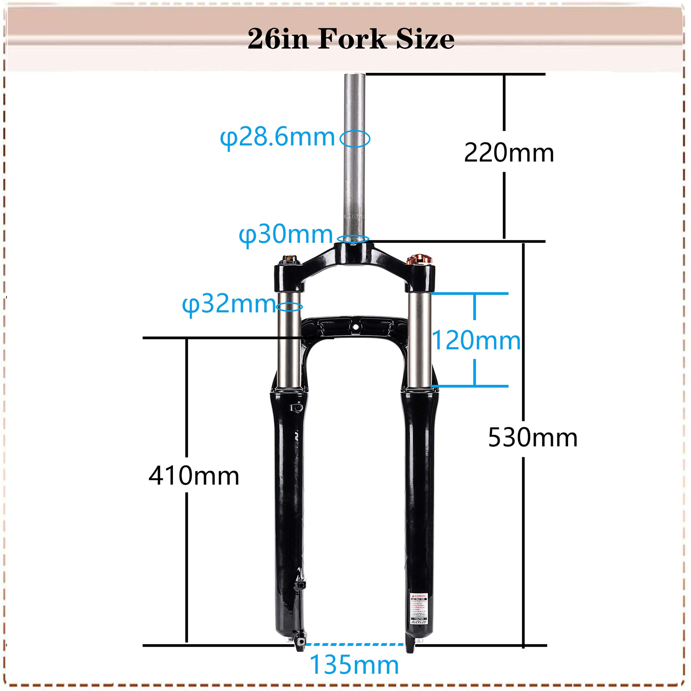 BUCKLOS ?US Stock 264.0 inch Fat Tire MTB Suspension Fork, 100mm Travel