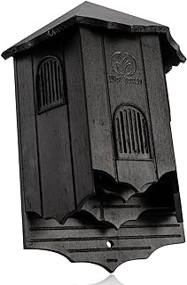 Wooden Castle Bat Houses for Outside Bat Box for Outdoors - Large Three Chamber Box Perfectly Designed to Attract Bats - Durable and Easy to Hang(Bat House Ⅰ Black)