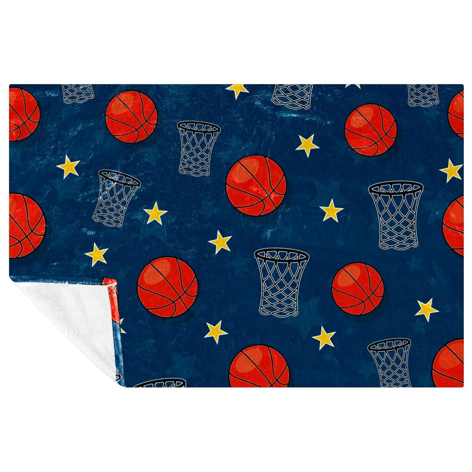 Plaid doux et chaud basket-ball 150x100 cm pour lit et canapé