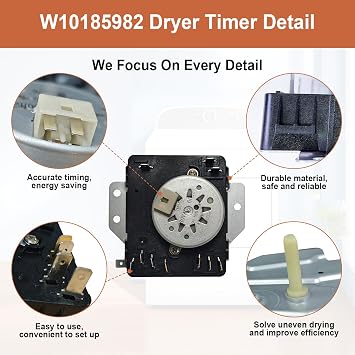W10185982 Dryer Timer Compatible with Whirlpool Maytag KitchenAid Jenn-Air