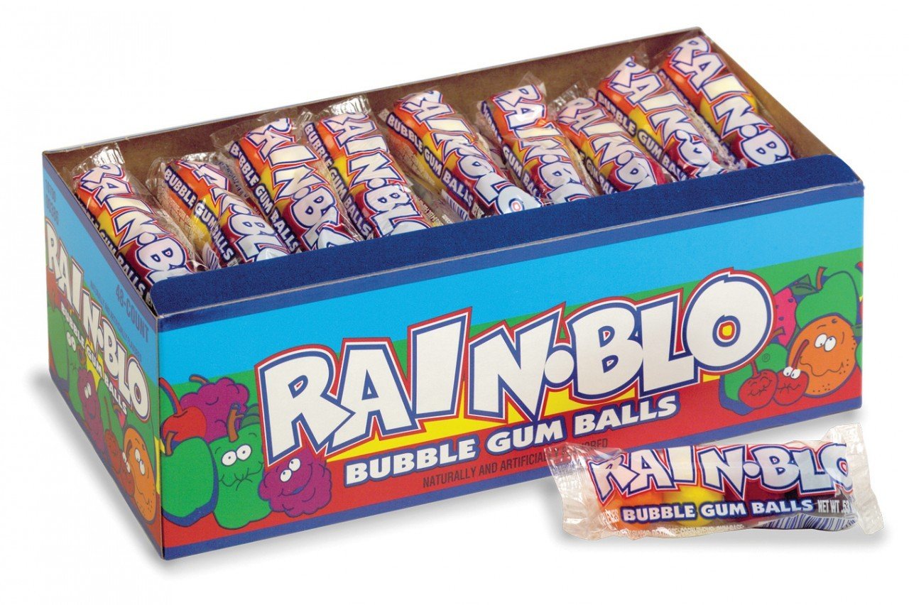 Rain-blo Bubble Gum Balls, 1.7 Ounce Tube, Pack of 24