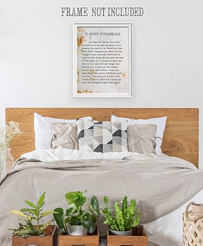 Miniatura 6 de F. Scott Fitzgerald - For What It's Worth - Classic Book Quote, Inspirational Home or Room Decor, Literary Rustic Metal Style Poster, Positive Quote