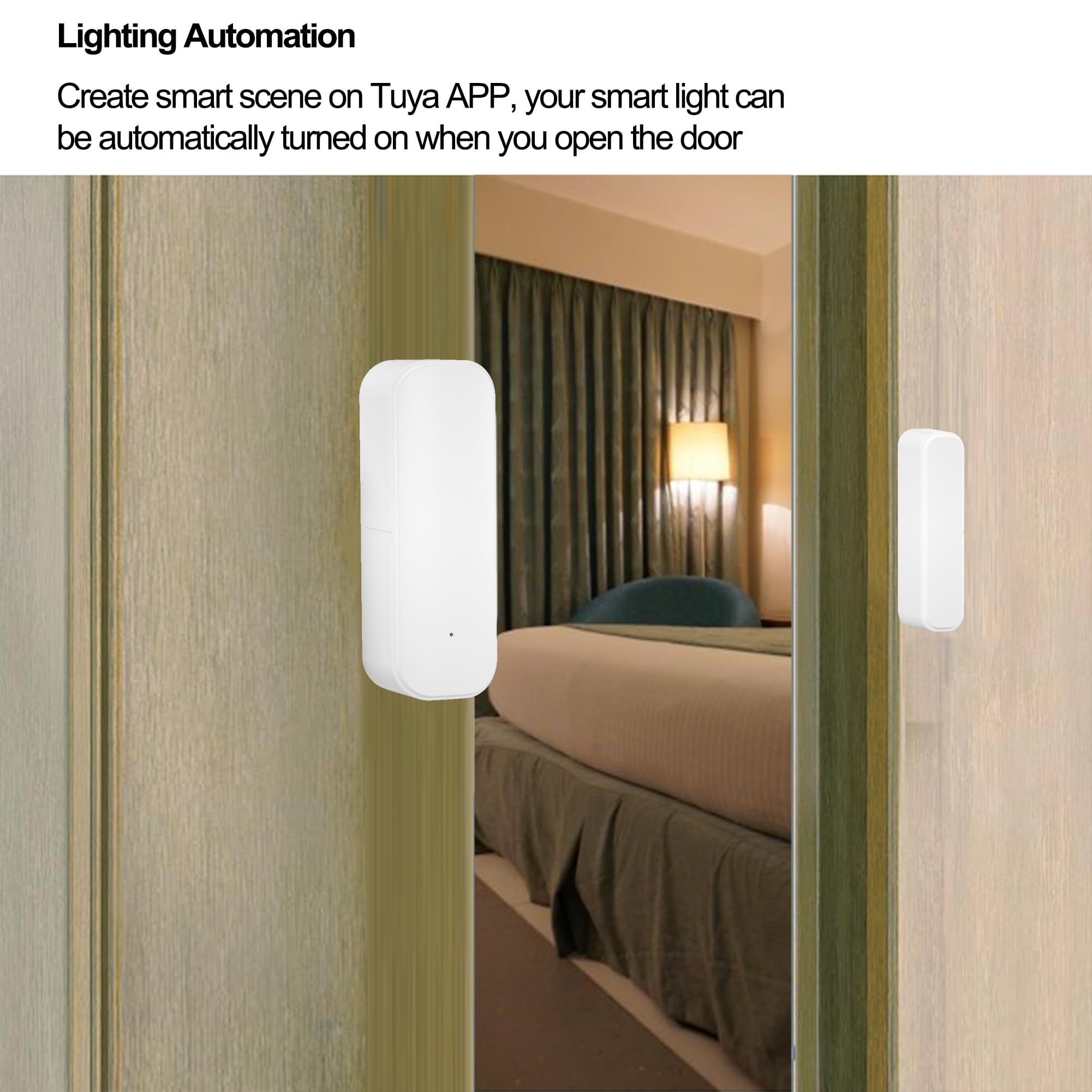 Tuya - Sensore per porte WiFi, sensore per finestre senza fili, in tempo reale, compatibile con Alexa Google Assistant, sensore di contatto aperto per porte di sicurezza domestica (confezione da 4)