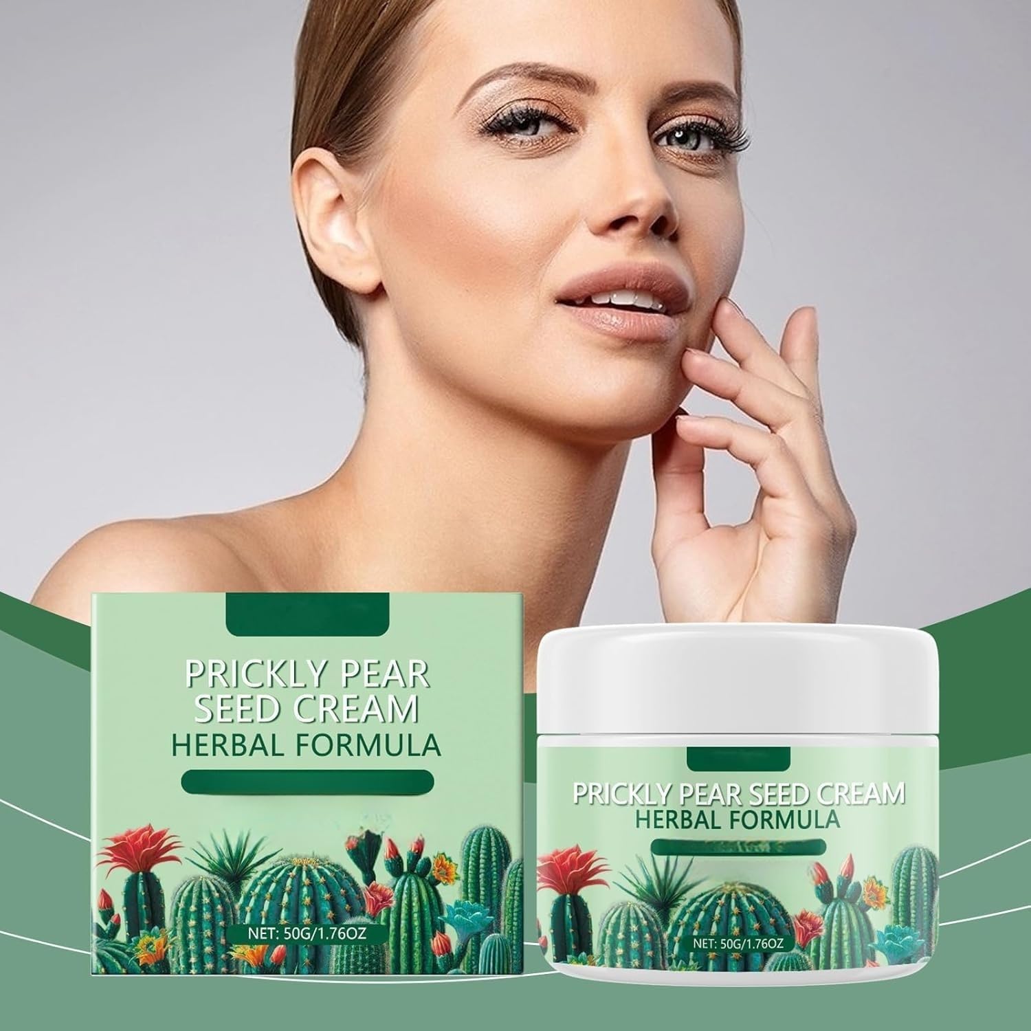 Kaktusfeigenkern-Creme, Kräuterformel, Feuchtigkeitscreme für Gesicht und Körper, nährt und spendet Feuchtigkeit