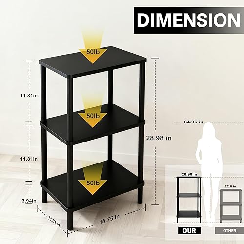 Miniatura 3 de YGYQZ Mesa auxiliar negra, mesa auxiliar estrecha para sofá, mesita de noche alta para espacios pequeños, sala de estar, dormitorio, oficina, baño