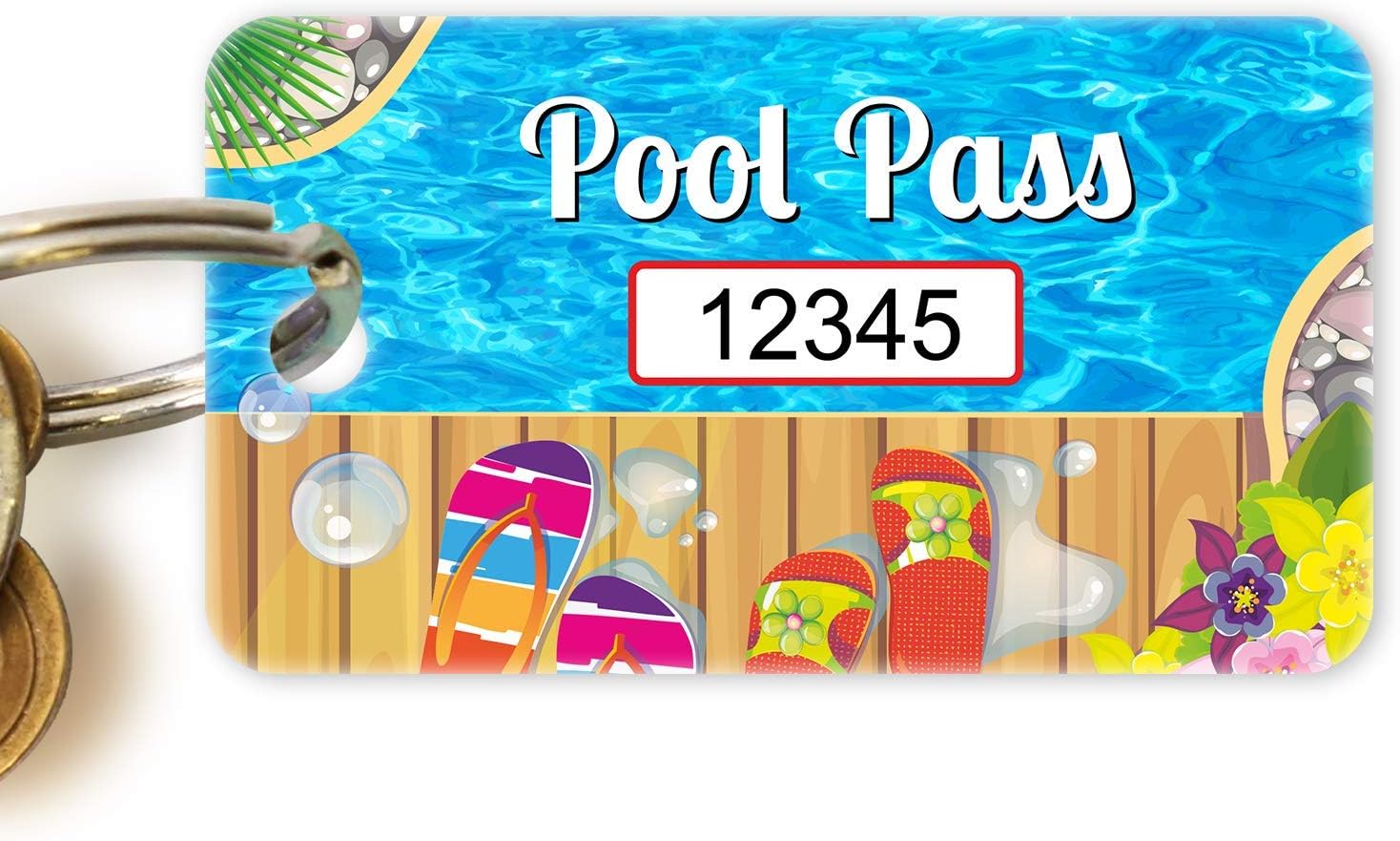 SmartSign (Pack of 100) 1.125 x 2 inch “Pool Pass” Tags with Consecutive Numbering and Pre-Punched Hole, Digitally Printed, 35 mil Plastic, Multicolor, Made in USA