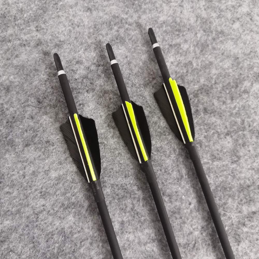12 Frecce Carbonio TOPARCHERY 30'' Spine 500 – Caccia E Tiro Con Arco, Compound E Recurve Ruote Carbonio Rim Brake