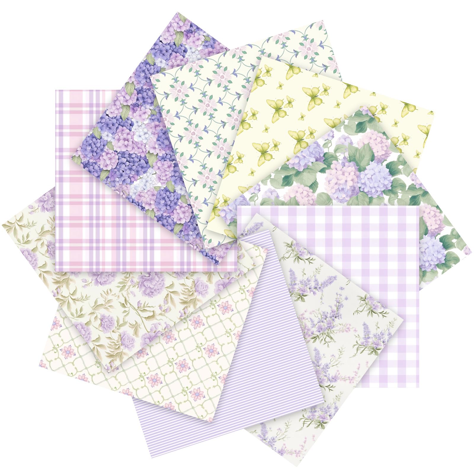 Tudomro 10 Pcs Blue Floral Fabric Squares Bundles 20 x 20 Inch Cotton Hydrangea Quilting Fabric Blue Spring Flower Fat Quarters Printed Cloth Quilt Patchwork Material for Sewing DIY Craft Supplie — view 8