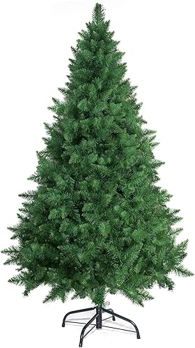 YUG Árbol de Navidad artificial de PVC de 6 pies, sin luz, para decoración de fiesta en casa, oficina, con 700 puntas de rama, estructura con