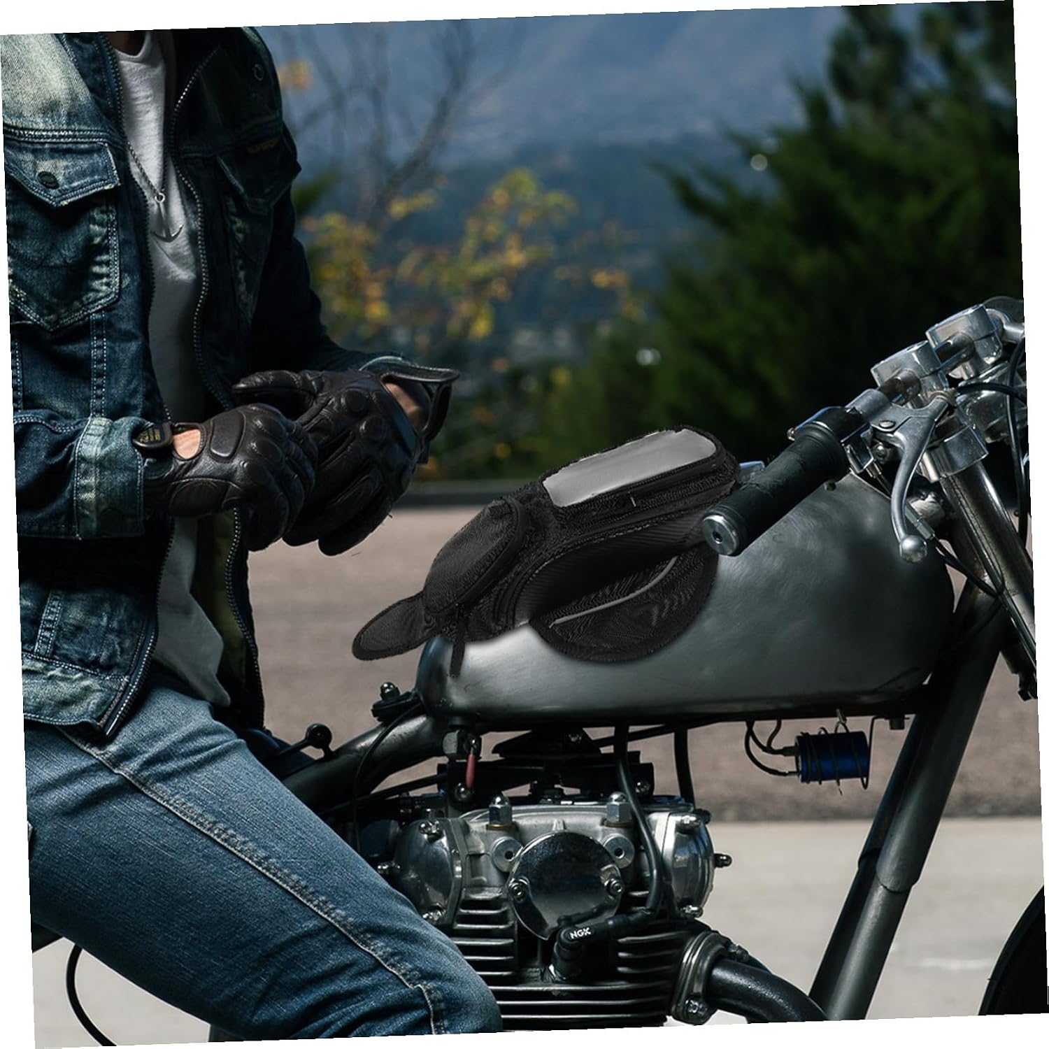 Magnetic Motorcycle Tank Bag Riding Storage Large Capacity with Headphone Port for Secure Attachment Compatible with Various Motorbike Models