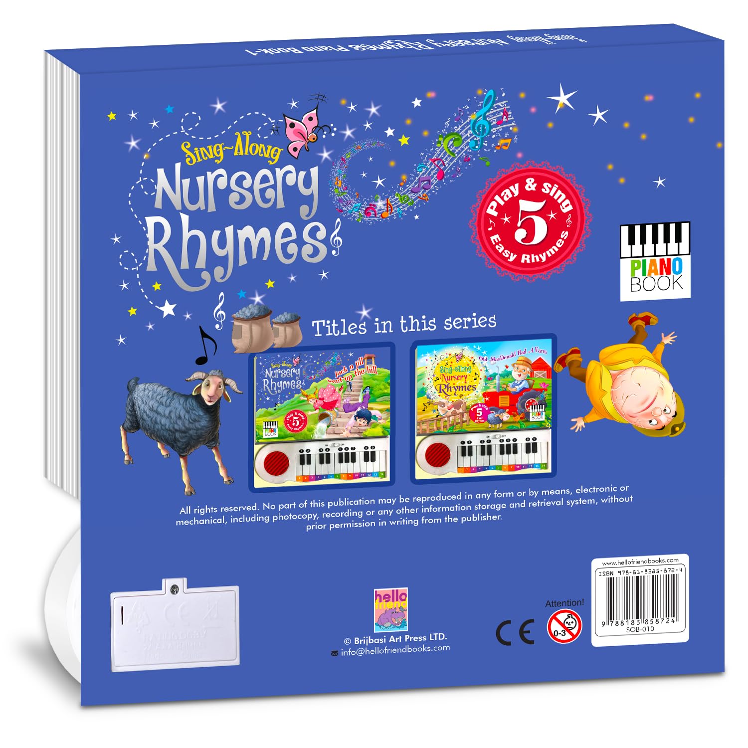 Sing-Along Nursery Rhymes Piano Book, Old Macdonald Had A Farm, 5 Easy Rhymes, Interactive Musical Toy 4