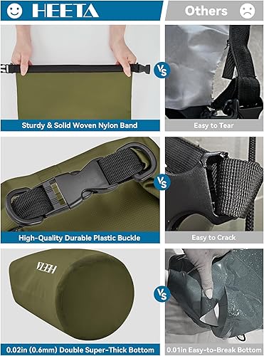 Miniatura 6 de HEETA Bolsa seca impermeable para mujeres y hombres (versión mejorada) 5L10L20L30L40L, bolsa de almacenamiento seca ligera con silbato de emergencia