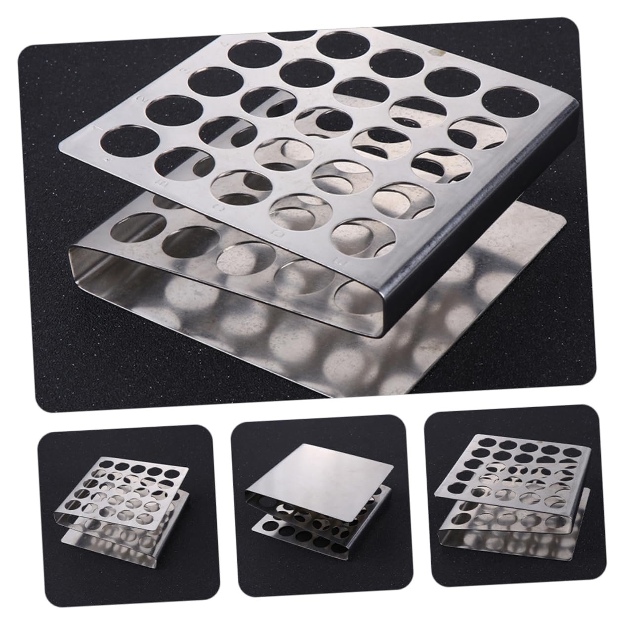 4pezzi Porta Provette Acciaio Inossidabile Z-shape Per Laboratorio Supporto Per Provetta Struttura Stabile e Compatta Per Stoccaggio e Utilizzo Di Provette Scientifiche