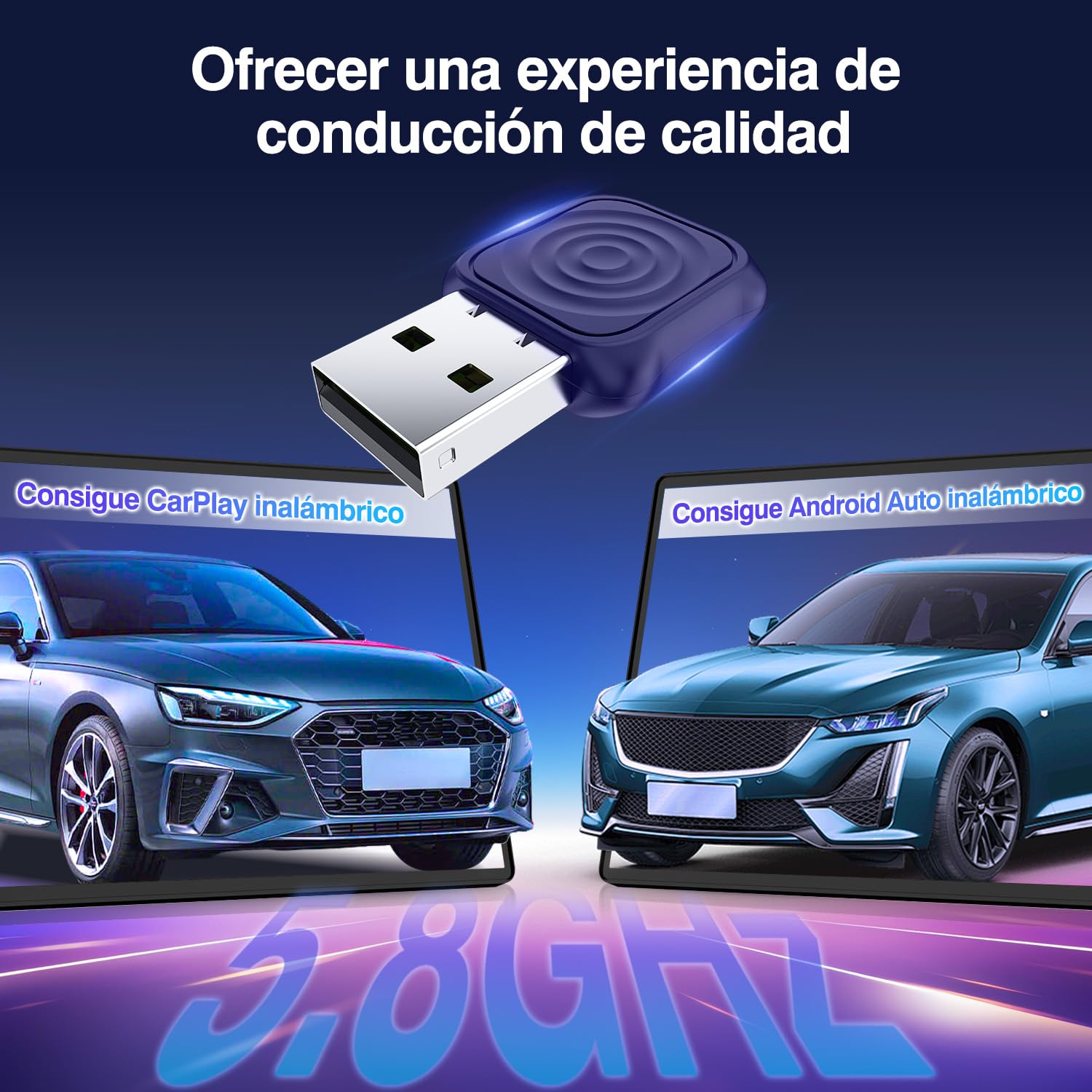 Carlinkit Adaptador inalámbrico CarPlay/Android Auto USB Mini Ultra para CarPlay con cable de fábrica y Android Auto con cable OEM, Plug & Play Wireless CarPlay/Android Auto Dongle compatible con iOS