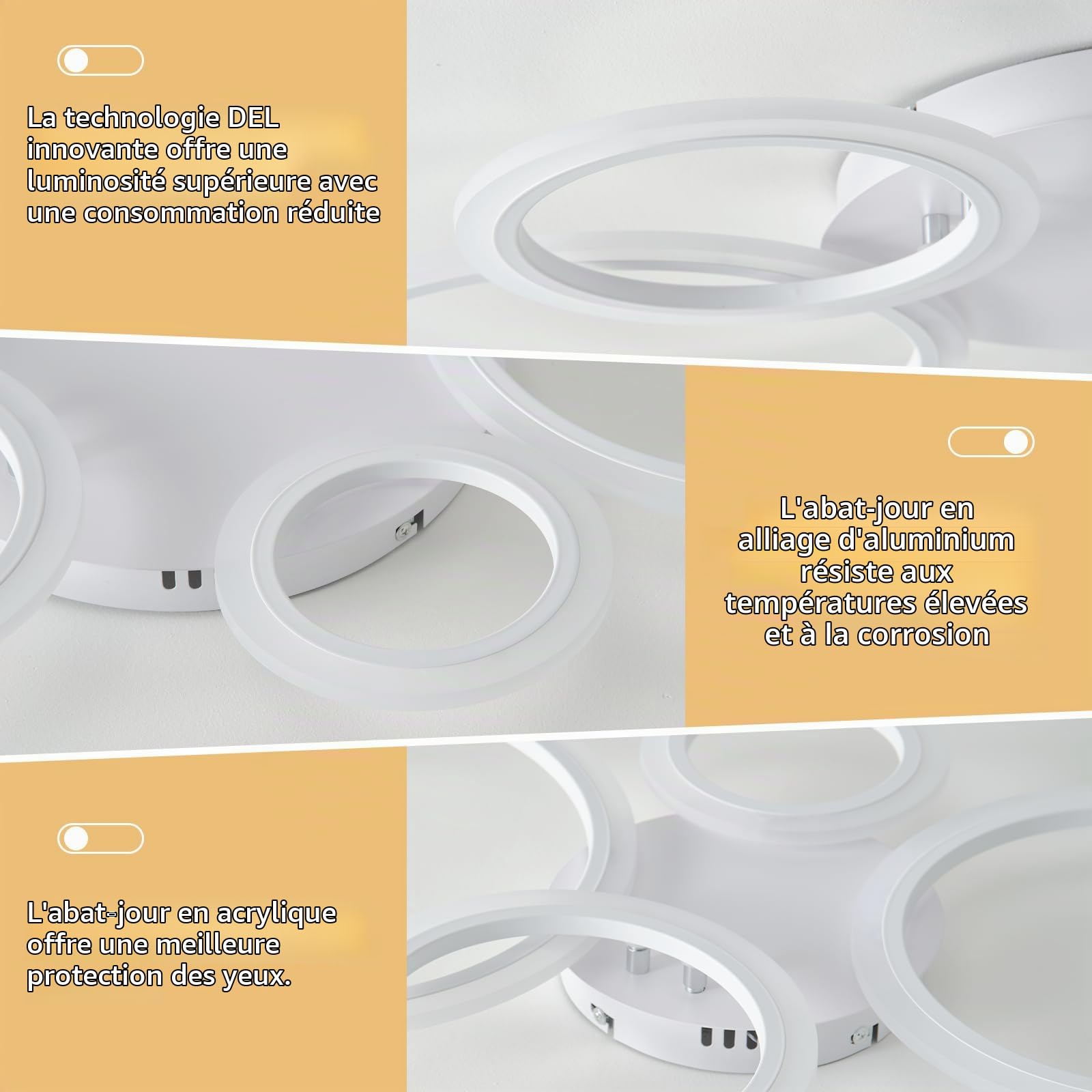 Plafonnier LED intensité variable 80cm, 40-80W Lampe de salon, Lampe de chambre à coucher avec télécommande, Changement de couleur, Plafonnier moderne à économie d'énergie Éclairage de