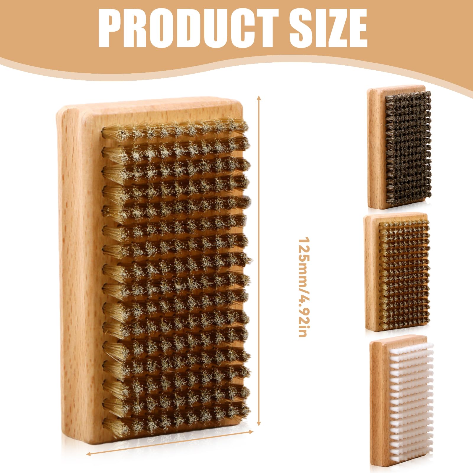 GAOUTO Lot de 3 brosses à cire pour snowboard 12,5x7x3,5 cm nylon crin cheval cuivre