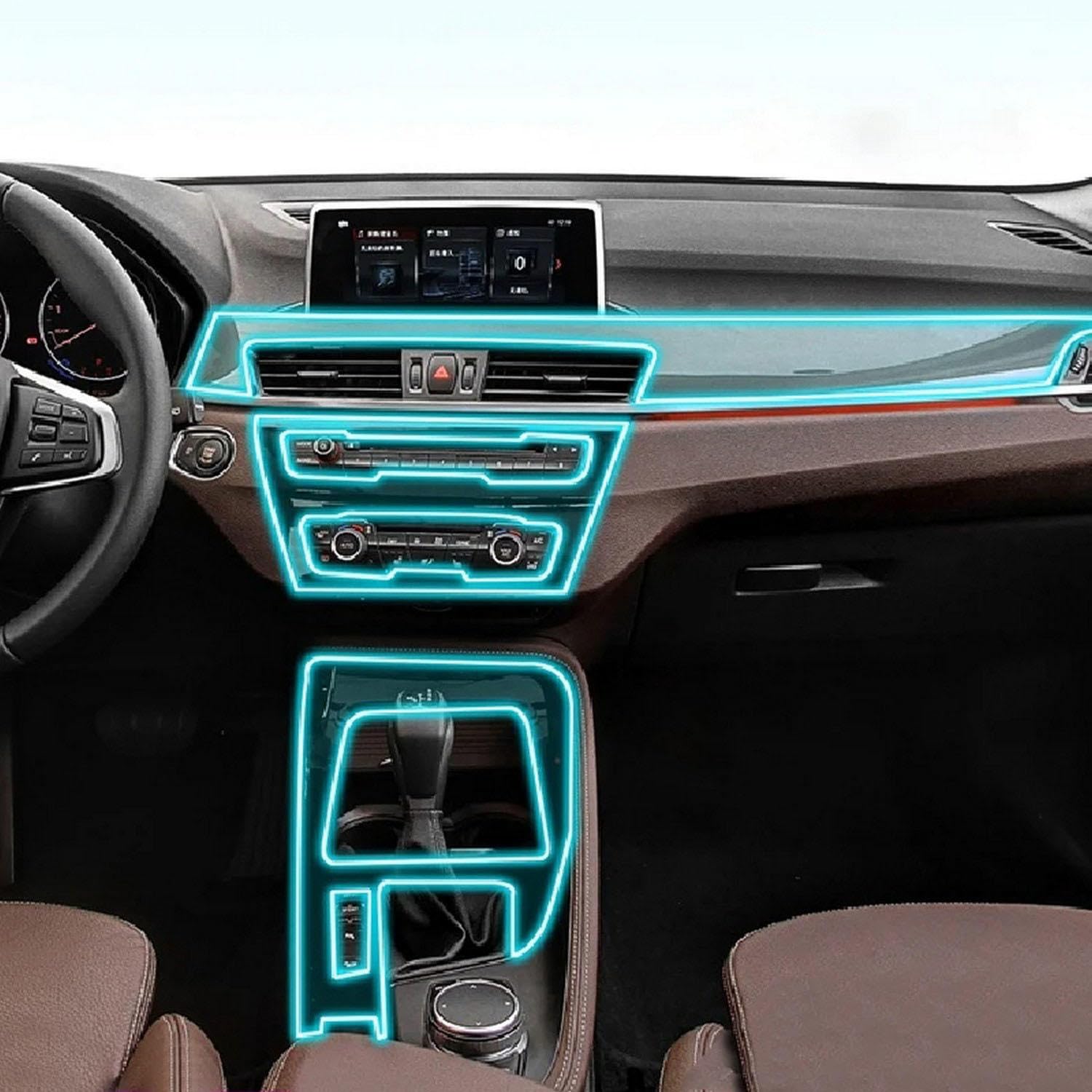 Film de protection transparent pour console BMW X1 F48 voyage en famille