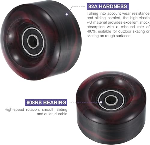 Miniatura 4 de PATIKIL Paquete de 8 ruedas de patinaje de 2.283 in x 1.260 in, ruedas de patines cuádruples con rodamiento ABEC-9 ruedas de poliuretano 82A y 2