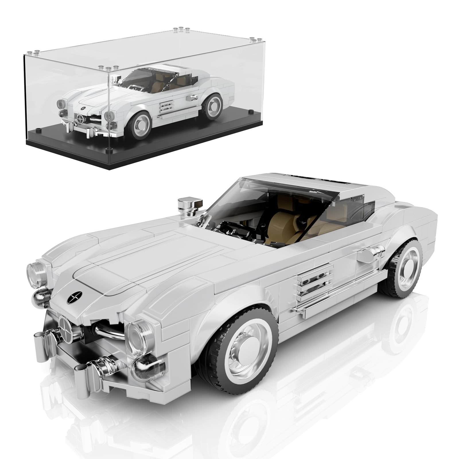 Mould KingSpeed Champion 300SL Building Toys with Display Case, 27037 Collectible Model Car Kits Building Sets, Model Cars Building Blocks,Speed Race Car Building Kits for Adults and Kids 8+(322 PCS)
