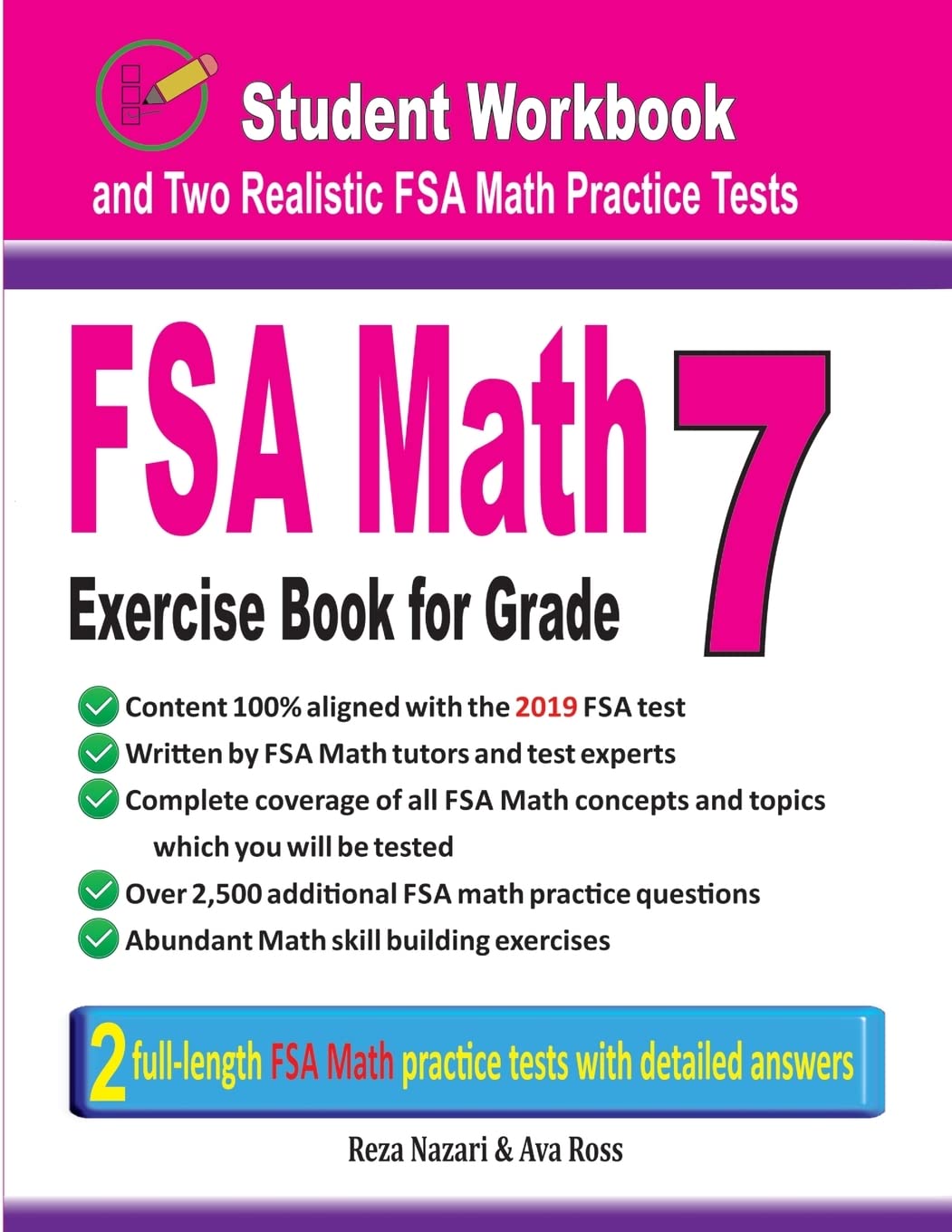FSA Math Exercise Book for Grade 7: Student Workbook and Two Realistic FSA Math Tests