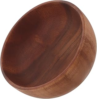 Wooden Salad Bowl Large Teak Wood Serving Bowl Food-grade Flat Bottom Rustic Wooden for Kitchen Dining and Entertaining