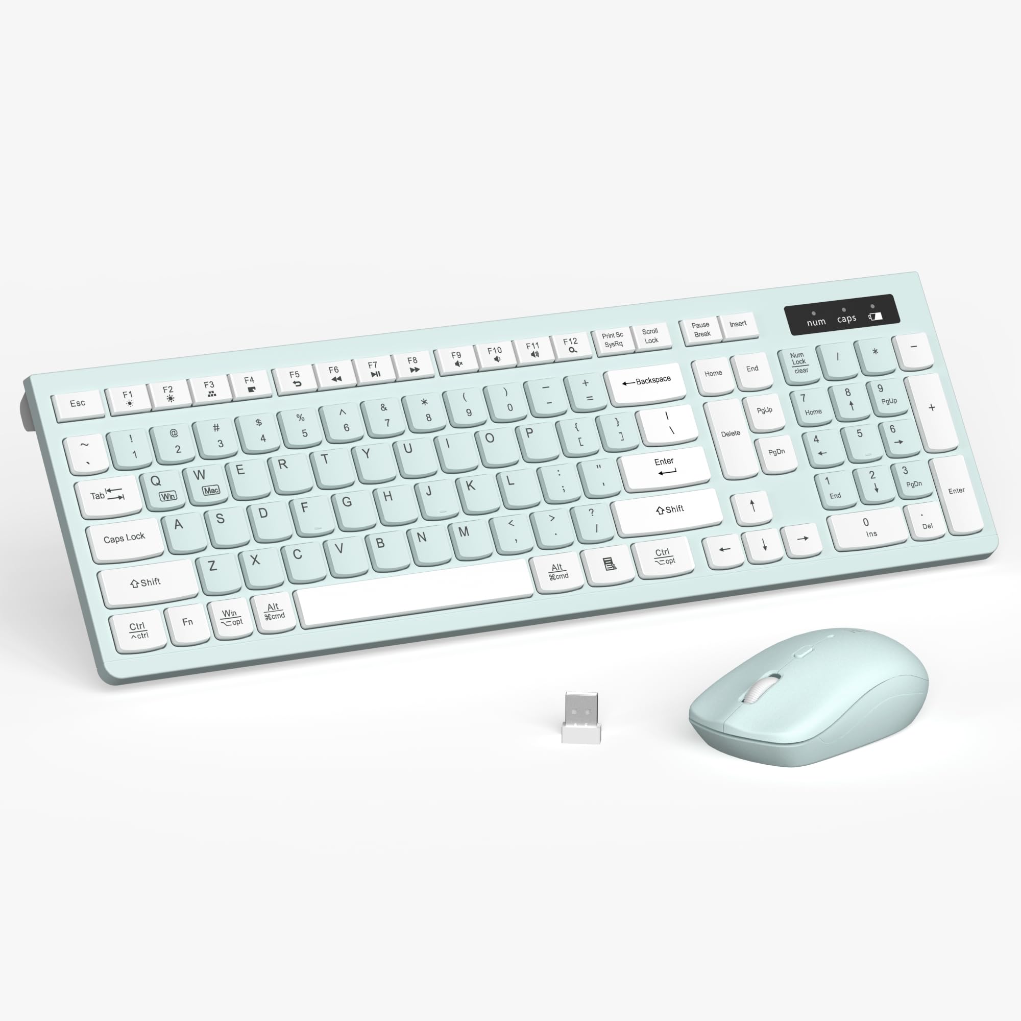 Wireless Keyboard and Mouse Combo Full-Sized Wireless Keyboard and Adjustable DPI Mouse 2 4GHz USB Receiver Keyboard and