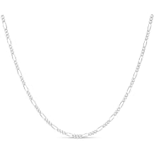 KEZEF 925 Sterling Silver Figaro Chain Necklace for Men & Women, 3mm Italian-Made, Hypoallergenic 16 to 30 Inch