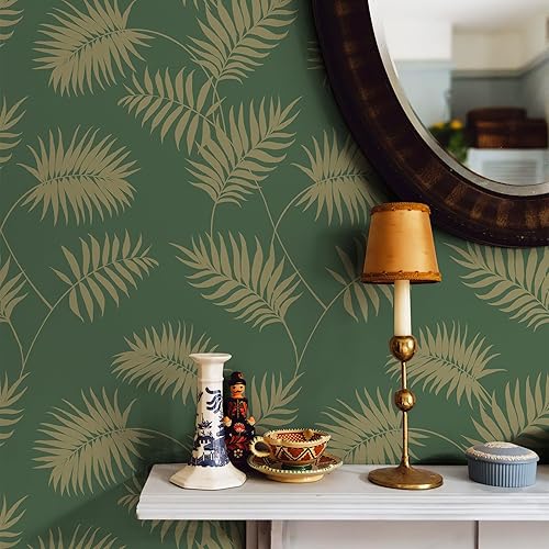 Miniatura 2 de Simon&Siff Papel tapiz bohemio para despegar y pegar, removible, 118.1 x 17.3 pulgadas, papel tapiz verde adhesivo con hojas botánicas para