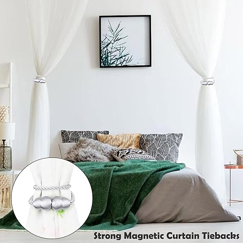 Miniatura 6 de Alzapaños Magnéticos para Cortinas Paquete de 4 Cuerda Decorativa Alzapaños para Cortinas Elegantes Soportes de Cortinas para Cortinas Tratamiento