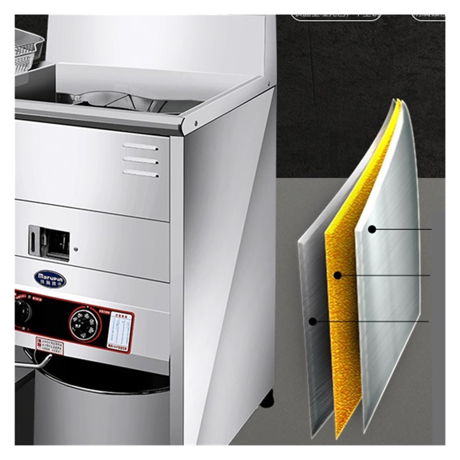 Freidora comercial, freidora eléctrica for pavo con cesta grande, vertical de acero inoxidable resistente for restaurantes y cafeterías Calentamiento RáPido(6L double cylinder gas fryer)
