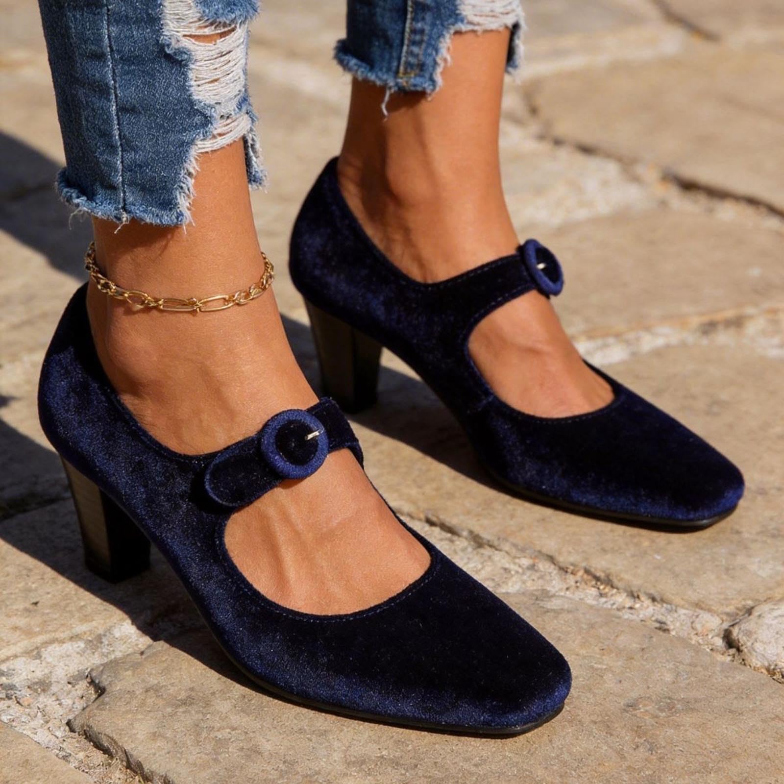 Zapatos de tacón alto para mujer, con pies anchos, elegantes, para traje regional, zapatos de novia, zapatos de tacón cerrados cómodos, con tiras tirolés, Oktoberfest, fiestas, bailes