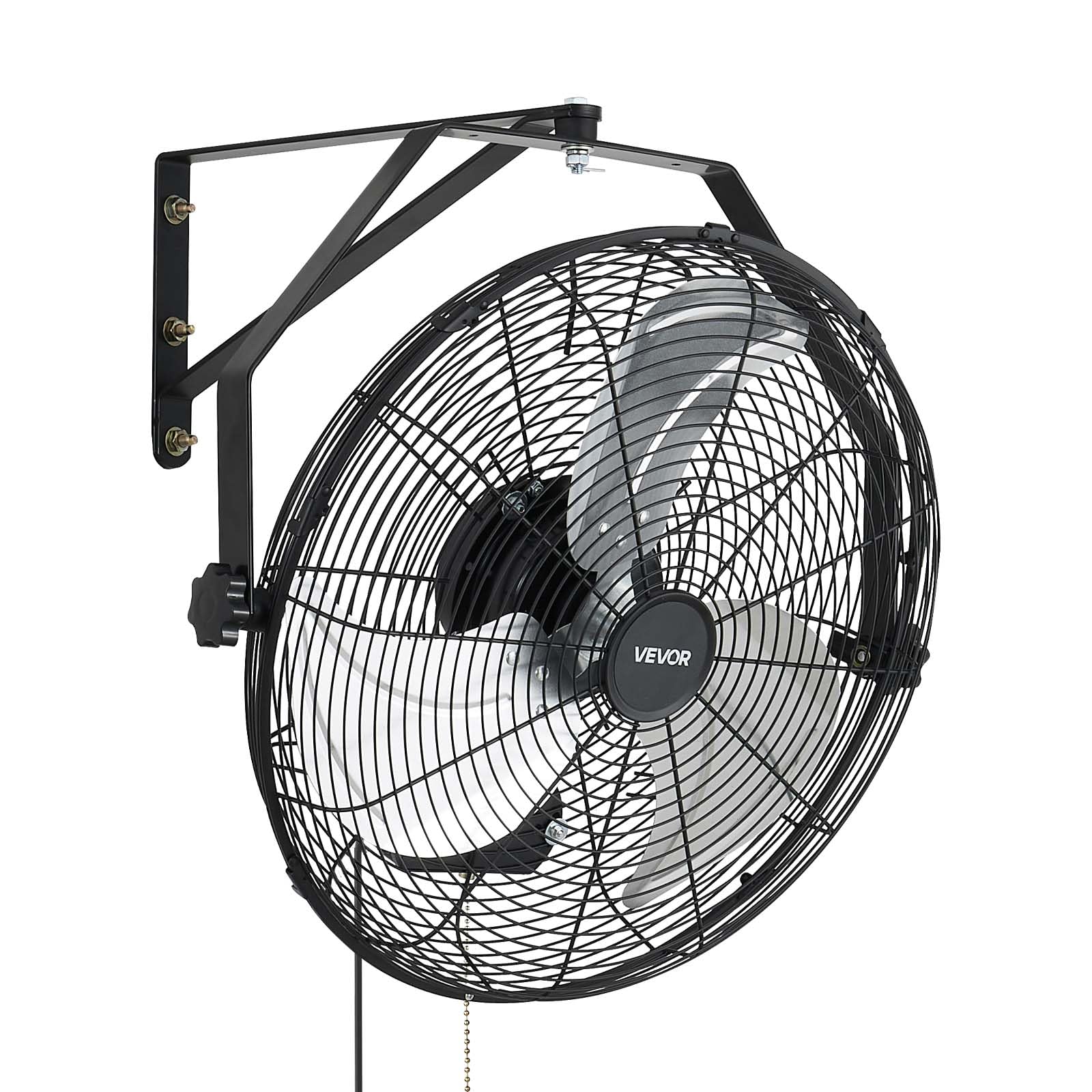VEVOR Ventilador de Pared con 3 Velocidades, Aire de Flujo, Ángulo Ajustable, Motor de Cobre, Protección IP44, Ventilador Industrial Oscilante de Acero para Taller, Garaje, Gimnasio, Comercio, Almacén