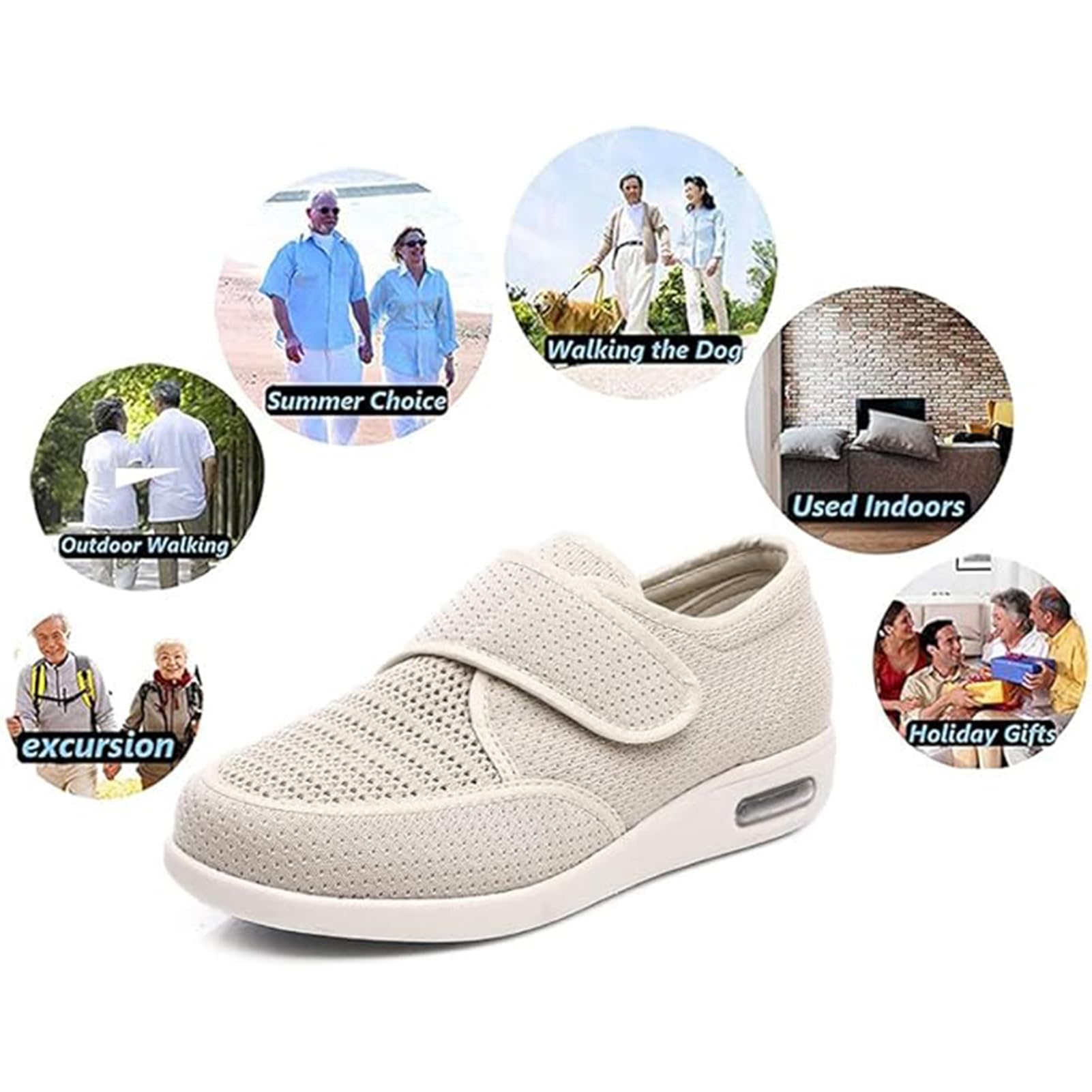 Buty dla cukrzyków, dla mężczyzn i kobiet, bardzo szerokie, dopasowane, antypoślizgowe, na haluks, buty rekreacyjne, dla seniorów, na zapalenie powięzi podeszwowej, opuchnięte stopy