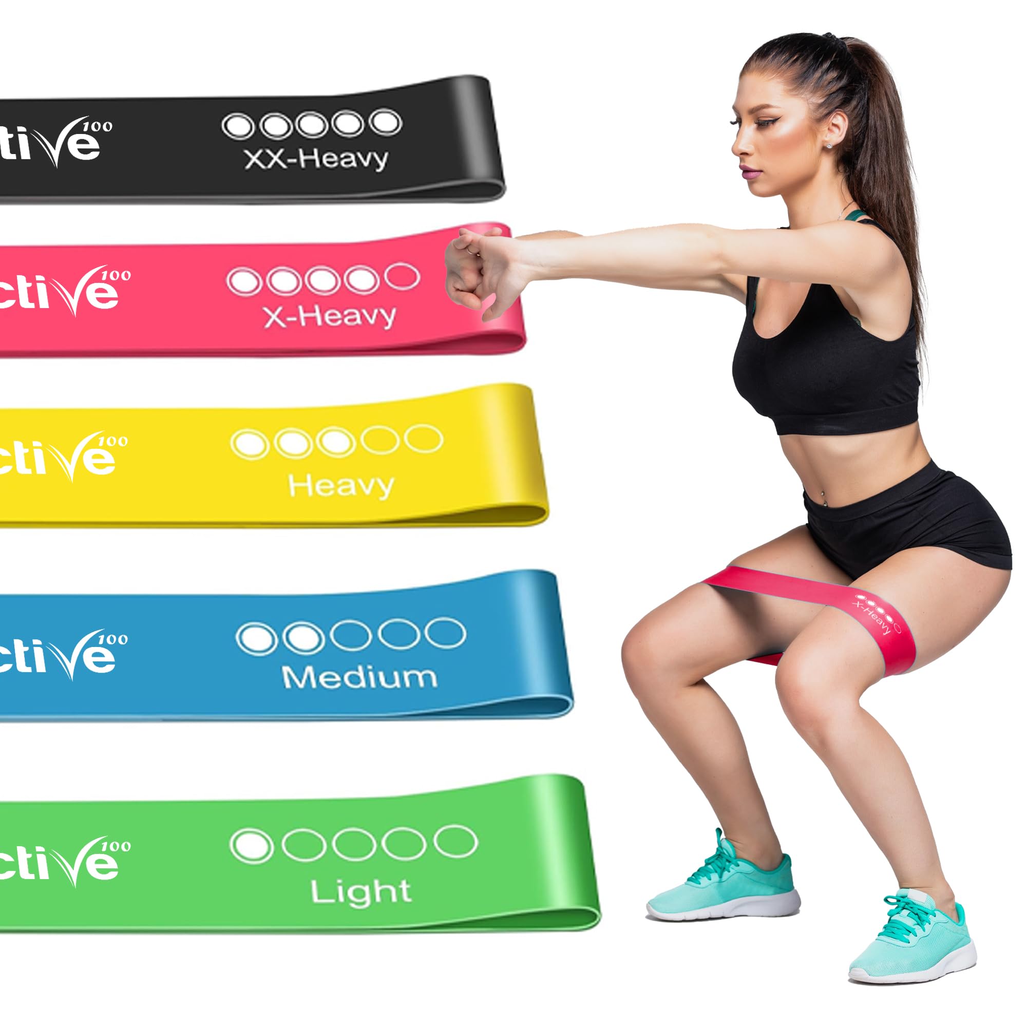Resistance Bands, Set of 5 Exercise Band for Men & Women, Skin Friendly Fitness Exercise Resistance Band 5 Levels for Legs, Glutes, Arms, Pilates Best for Home Gym, Yoga