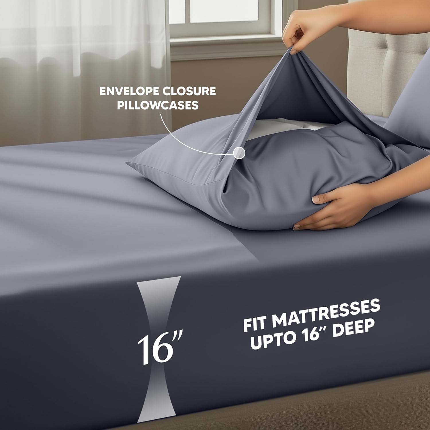 Utopia Bedding Queen Size Sheet Set – 4 Piece Bed Sheets, Soft and Breathable Microfiber, Includes 1 Fitted Sheet, 1 Flat Sheet and 2 Pillowcases – Oeko Tex (Grey) - Image 4