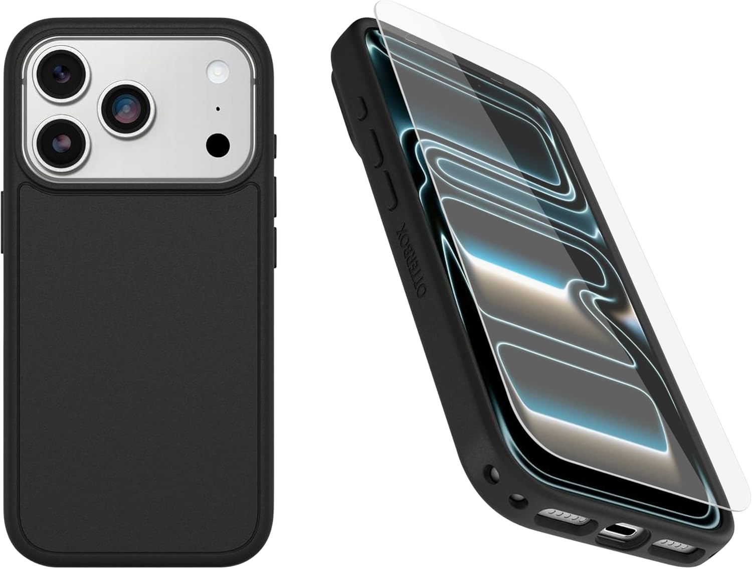 OtterBox iPhone 17 Pro (Only) Bundle: Symmetry Series+ Case & Screen Protector - Black - Snaps to MagSafe - Ultra-Sleek - Raised Edges Protect Camera & Screen - Non-Retail Packaging