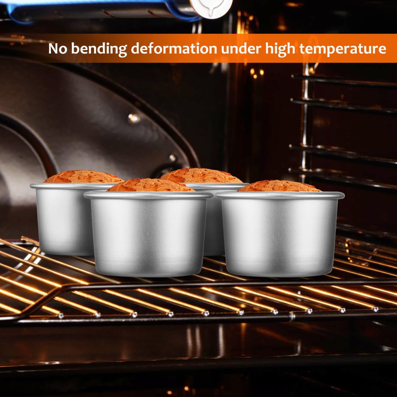 UPKOCH Mini Round Cake Pans Set 2.5 Inch Aluminum Alloy Baking Tins with Removable Bottom for Cheesecake Mousse Chiffon Cakes Even Heat Distribution Home Kitchen - Image 6