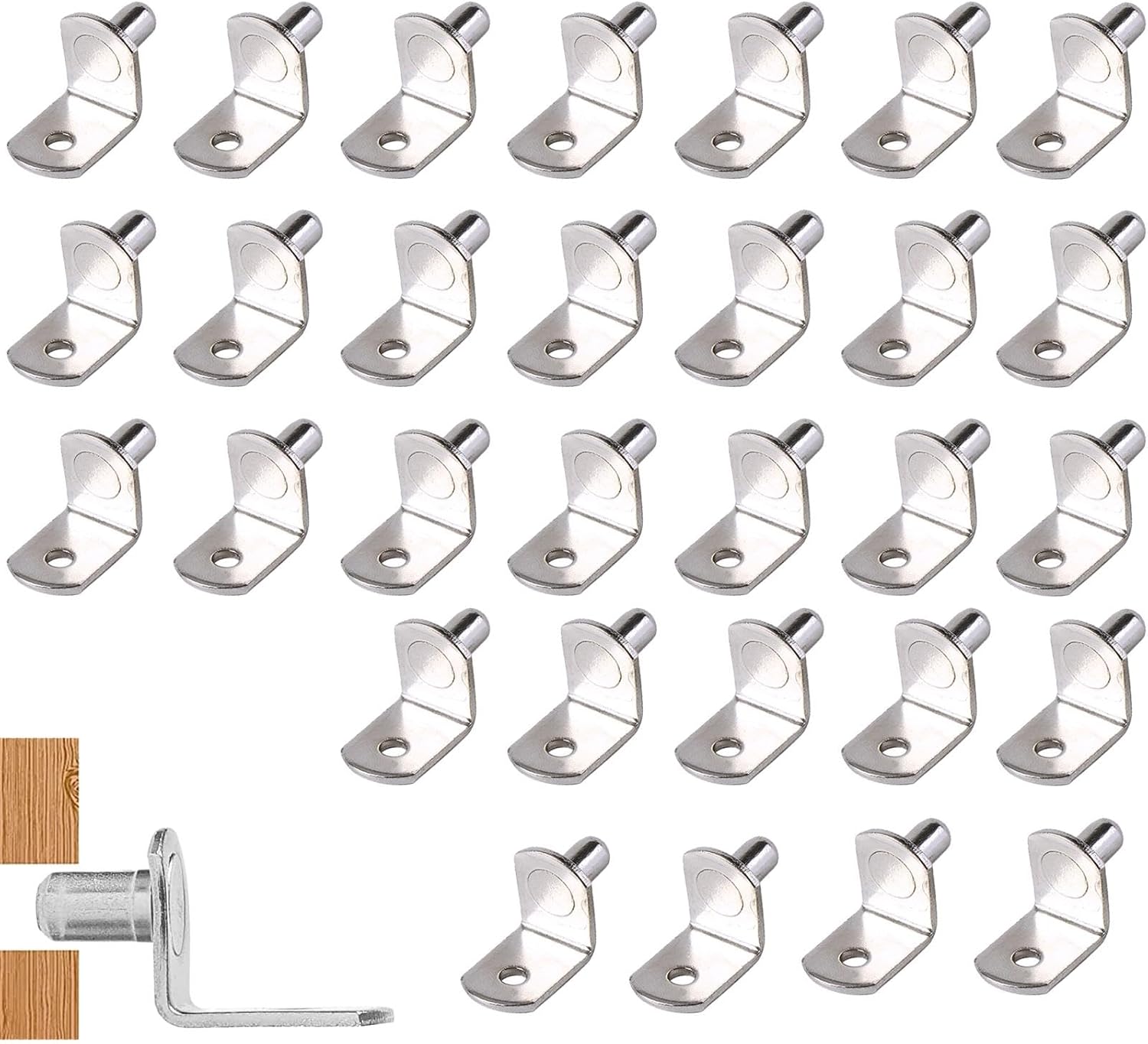 30pcs Shelf Support Peg,LShaped Support Bracket Pegs with Hole,Shelf