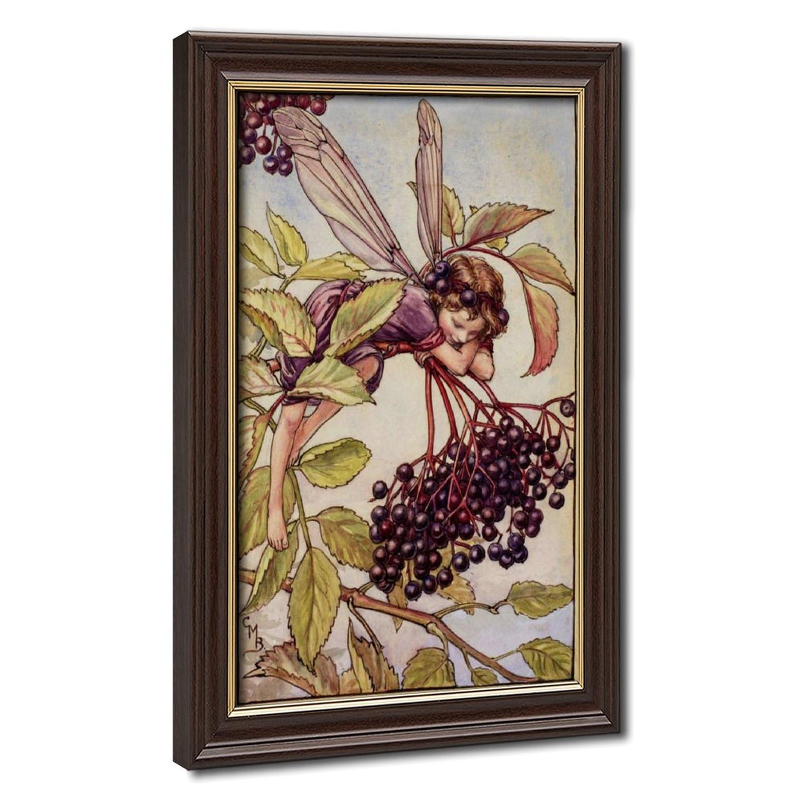 WCYB The Elderberry Fairy by Cicely Mary Barker Posters Prints Canvas Deco Paintings Wall Art Hangable Frame 12" L X 18" W