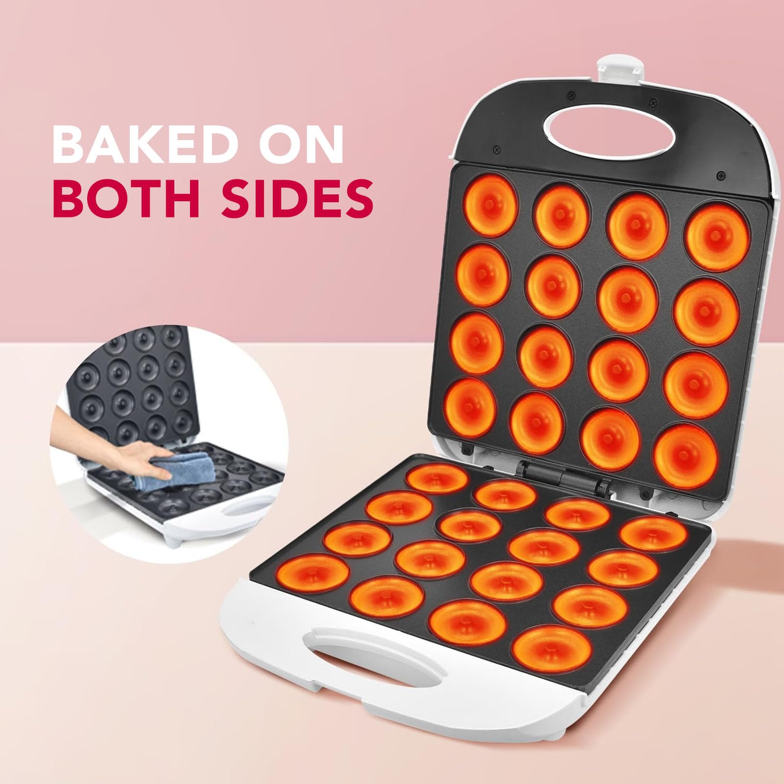 Lnrueg 12-Hole Mini Donut Maker - 1400W Electric Dessert Pancake Pan For Kids & Breakfast - View #4