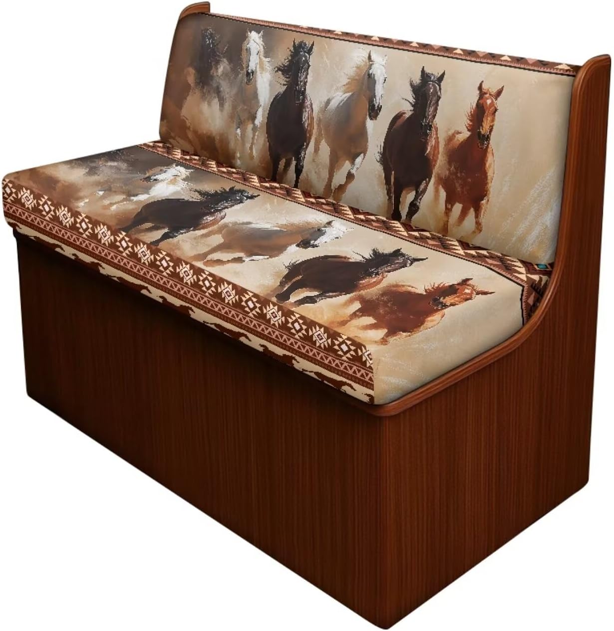 Aztec Horse RV Dinette Cushion Covers 2 Pack, Southwest American Tribal Camper Cushion Slipcover Non-Slip RV Couch Cover Sofa Slipover for Travel Trailer Couch