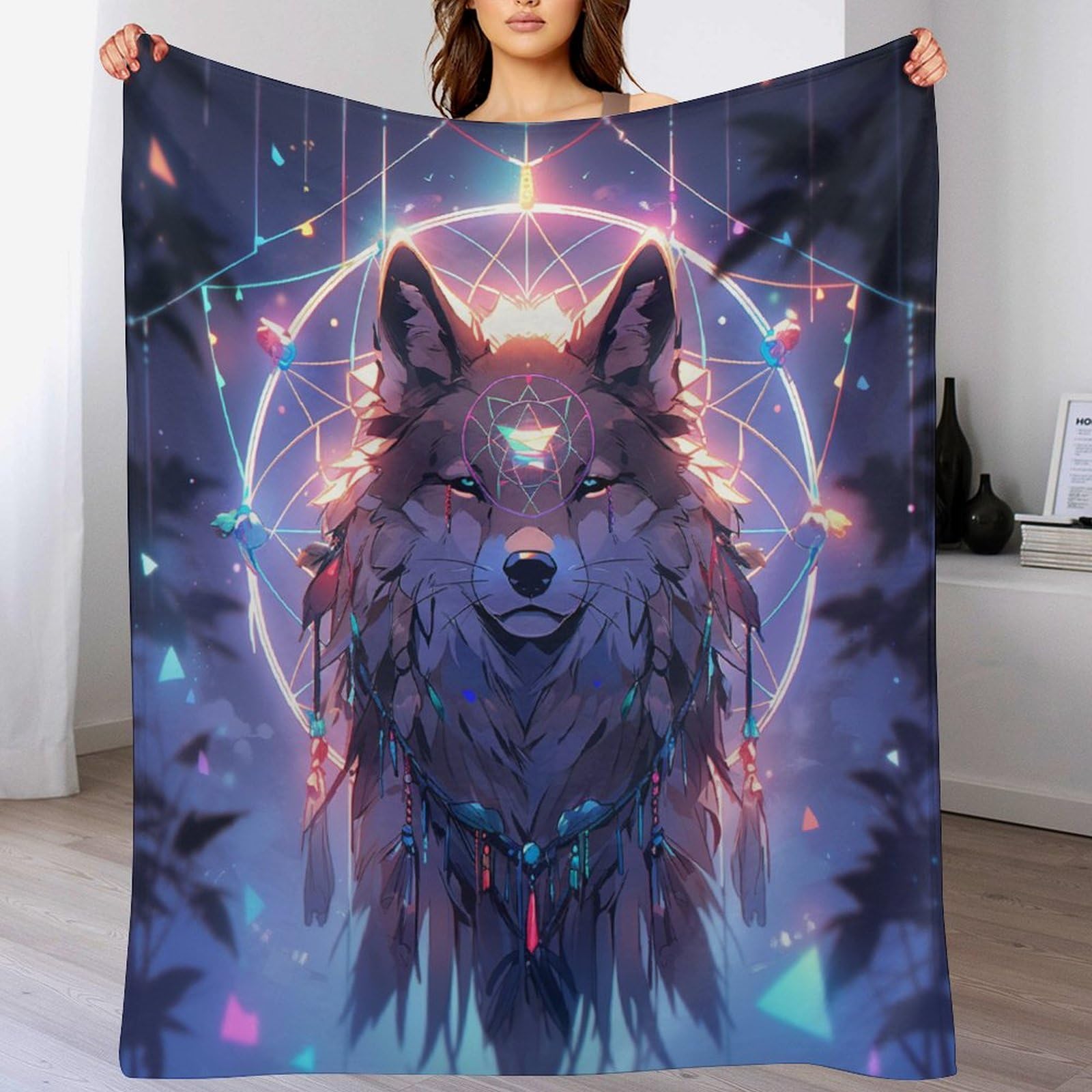 Couverture flanelle loup plaid contre le froid hivernal et les frissons