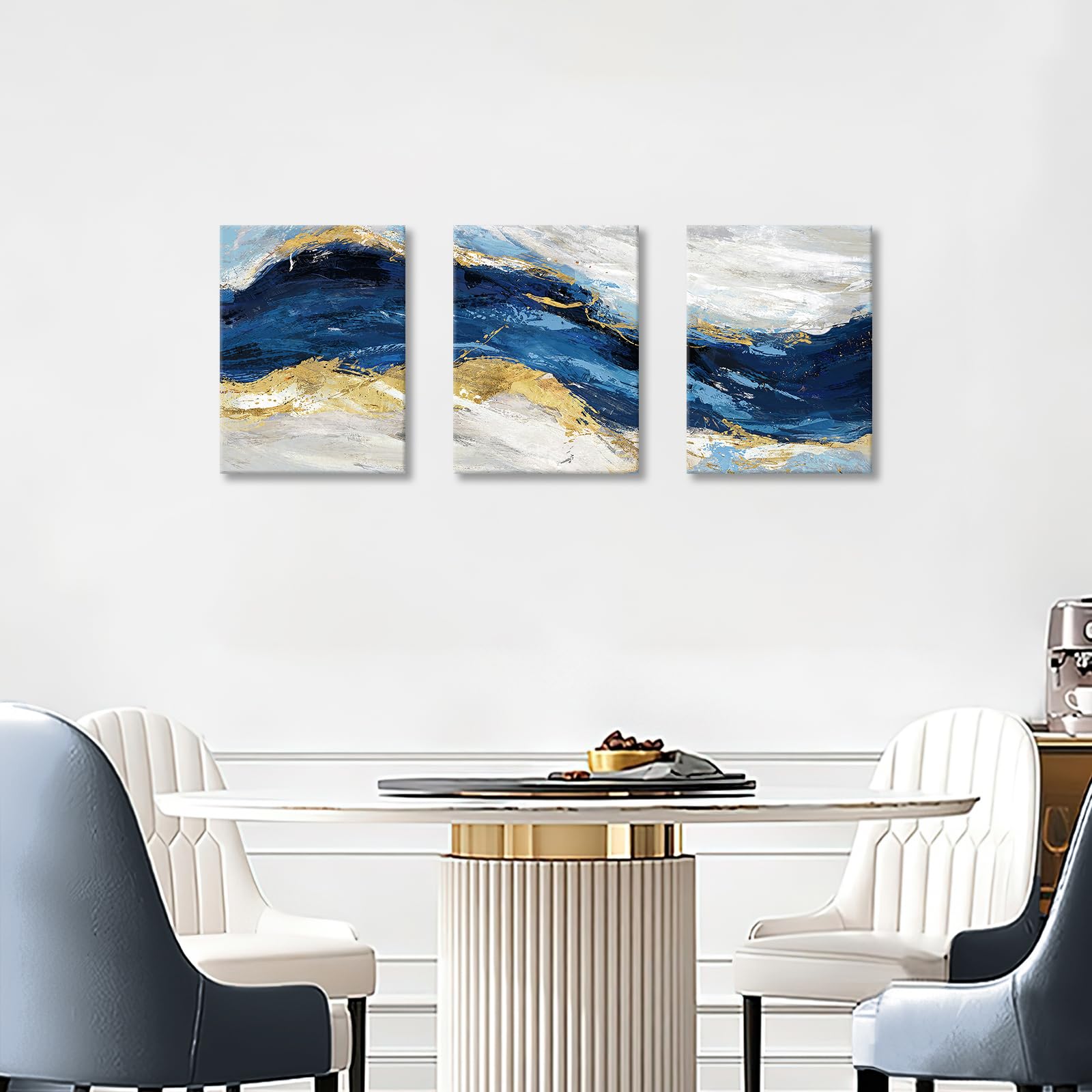 Stampa su tela astratta Blu cervo dorato Poster moderno Wall Art Pittura su tela Decorativa per soggiorno Decorativa 60x100cmx3 senza cornice