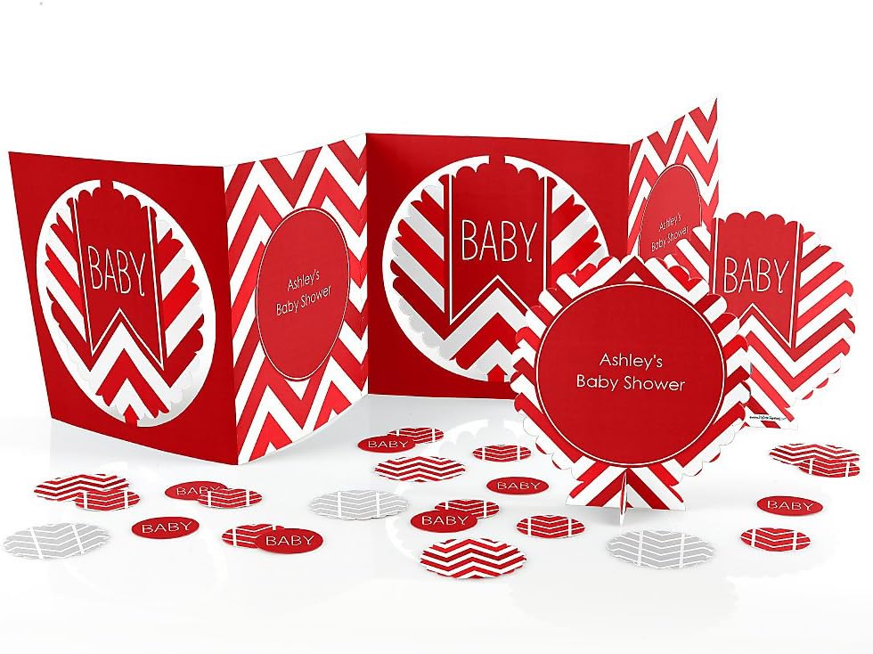 Baby Shower Table Decorating Kit Chevron Red Home & Kitchen