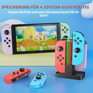 FASTSNAIL Switch Controller Charging Station Compatible with Switch Joycon 1 Charges 4 Joycon 1 simultaneously plug & play LED status lightweight stable ideal for on the go