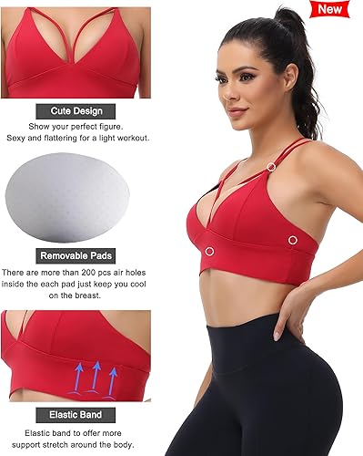 Miniatura 6 de MotoRun Bralettes para mujer, sujetador deportivo de tirantes, bralette de push up, bralette sexy, top Rave