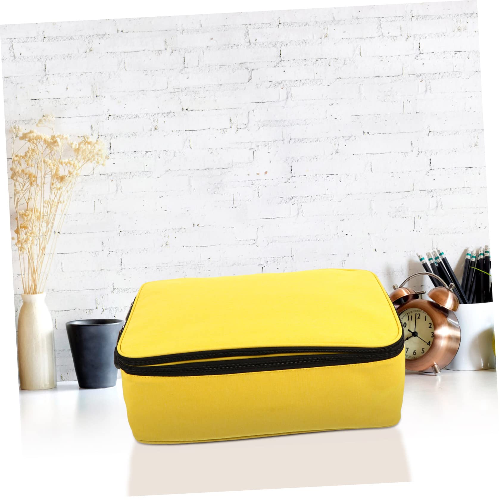 Holibanna 1pieza Gran Capacidad Estuche De con Cerradura para De Negocios Organizador De Tarjetas y Accesorios Bolsa Multifuncional Amarilla con Doble