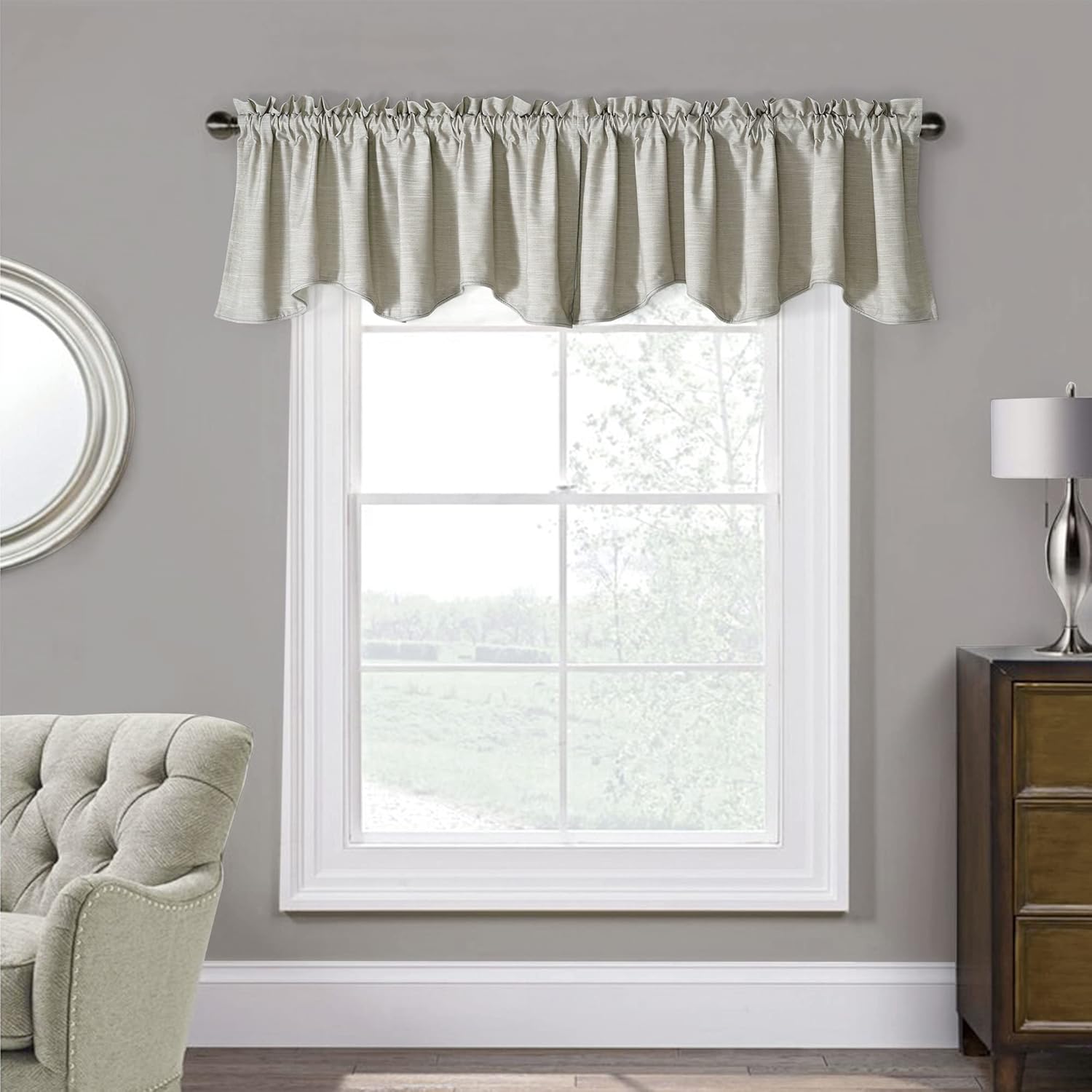 Home Soft Things Dodoma Linen Blended Valance Set of 2 Panels, Natural Color 60" W x 19" H Rod Pocket Short Curtains Window Panels Drapes for Kitchen Living Dining Room Bedroom