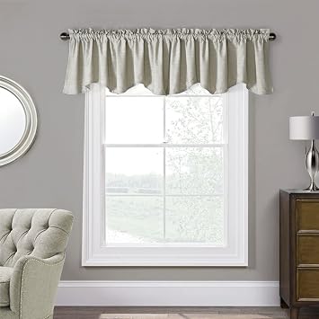 Home Soft Things Bedford Linen Blended Valance Set of 2 Panels, Gray 60" W x 19" H Rod Pocket Short Curtains Window Panels Drapes for Kitchen Living Dining Room Bedroom