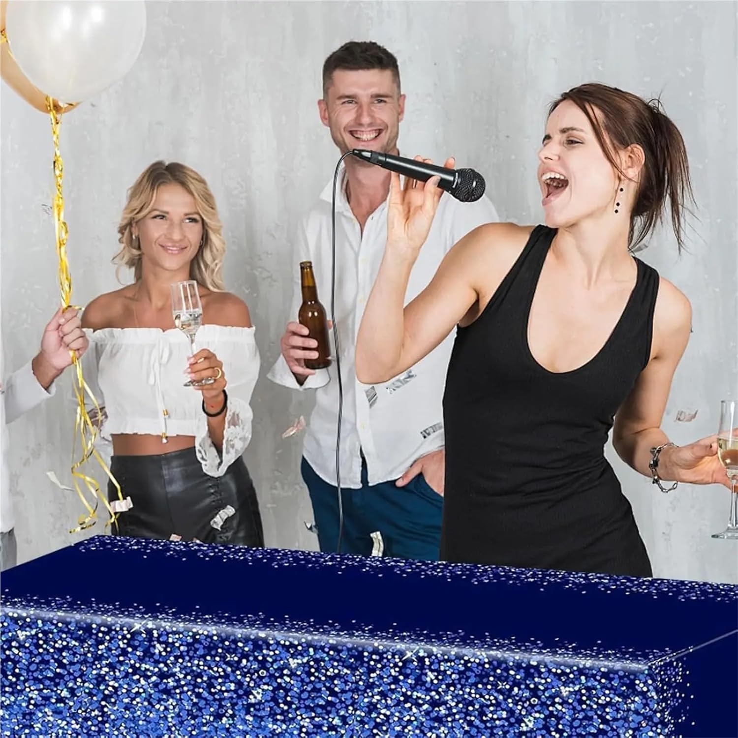 Disposable Tablecloth, Royal Blue Laser Glitter, Plastic Disposable Royal Blue Tablecloth, Suitable for Birthdays(1PC)